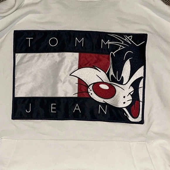 Rare VTG TOMMY HILFIGER X SPACE JAM LOONEY TUNES AUTHENTIC HOODIE TOMMY JEANS - Picture 6 of 16